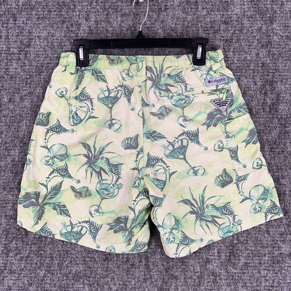 Columbia Swim Shorts Mens Small Green Super Backcast Water Lined Pockets Hybrid - Picture 2 of 11